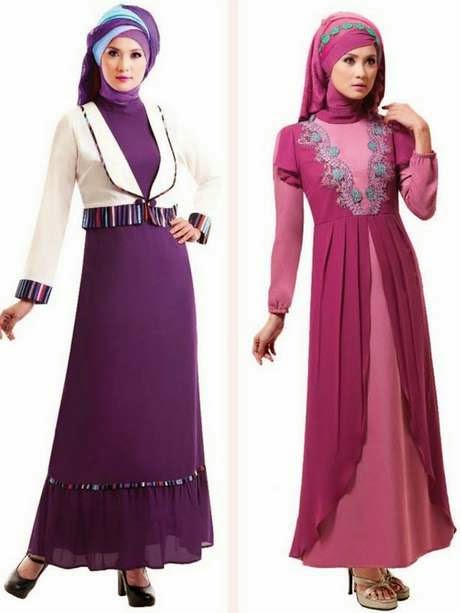 busana muslim remaja trendy bahan brokat terbaru Model 