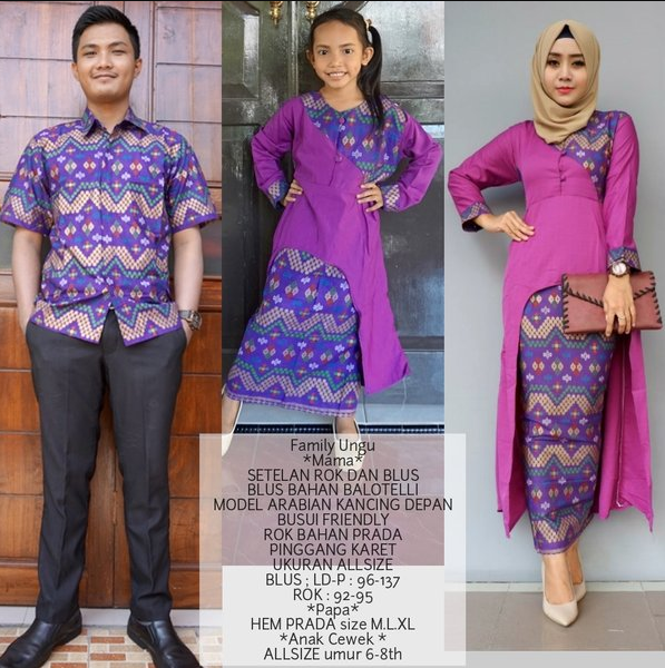 Baju Batik muslim seragam ungu