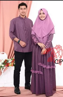 Baju muslim keluarga warna ungu