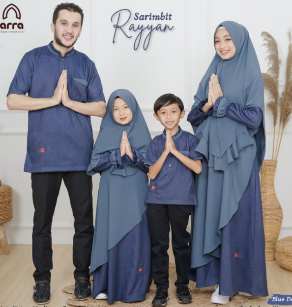 Baju Muslim Keluarga Warna Biru