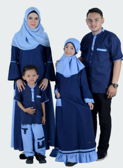 Baju Lebaran Keluarga Warna Biru