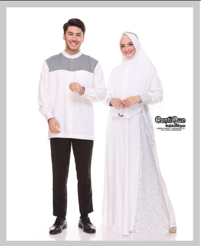 Baju muslim couple keluarga warna putih